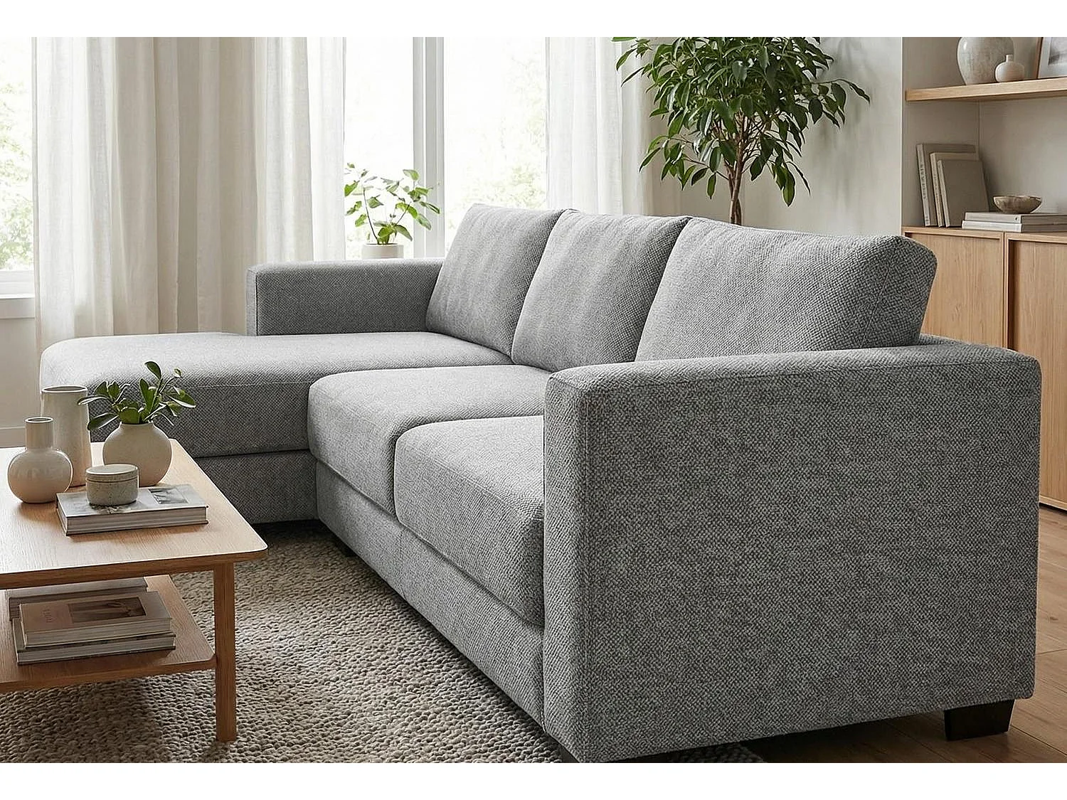 Kaizer Corner Sofa with Bubble Fabric Left Facing Grey