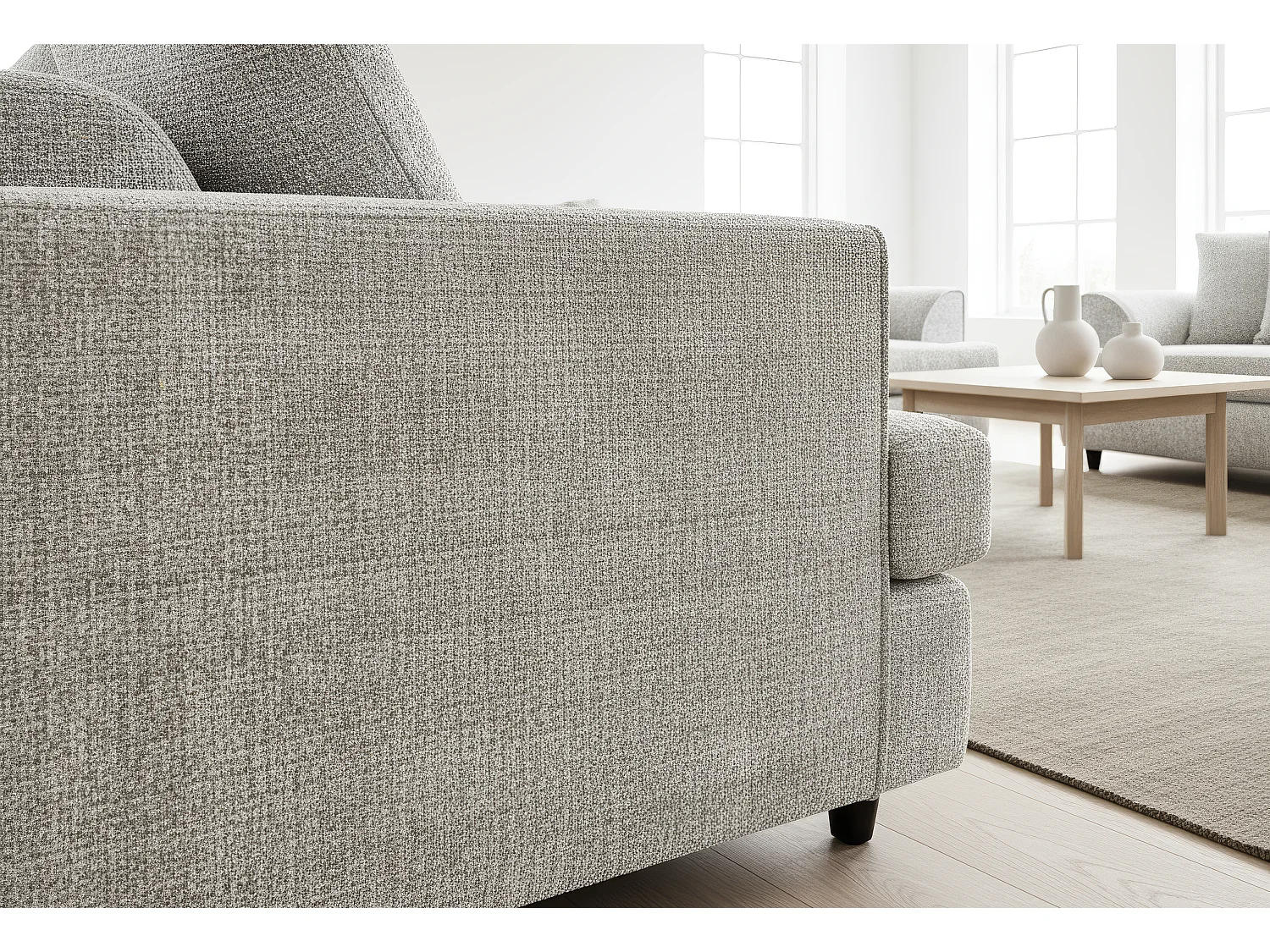 Ferguson Chenille Corner Sofa with Deep Seats and Angular Arms Available in Light Grey