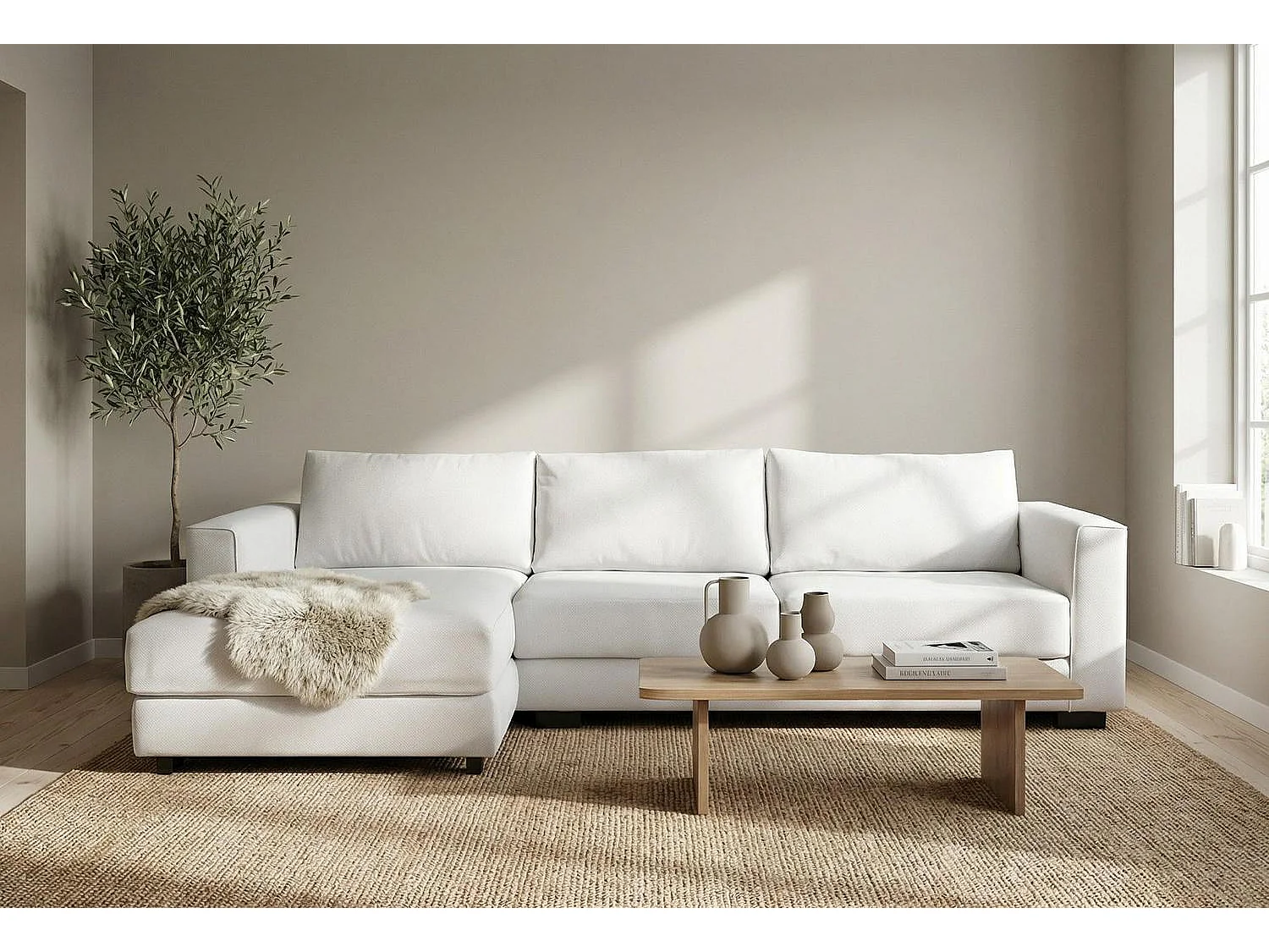 Kaizer Corner Sofa with Bubble Fabric Left Facing White
