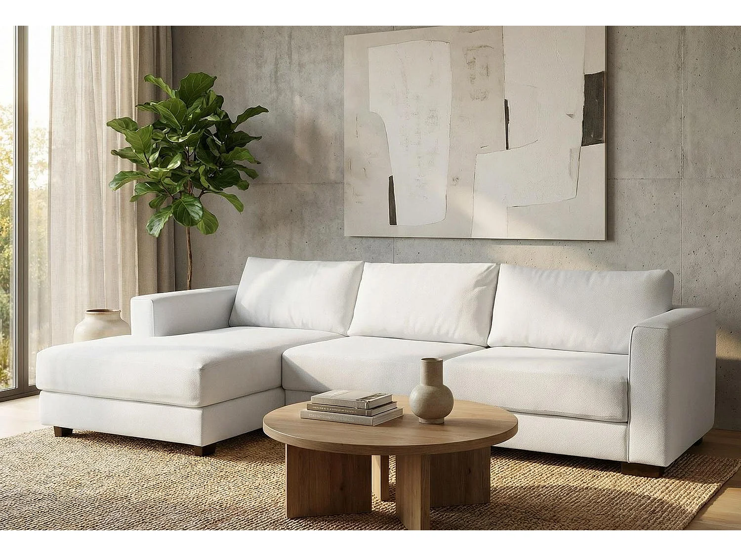 Kaizer Corner Sofa with Bubble Fabric Left Facing White