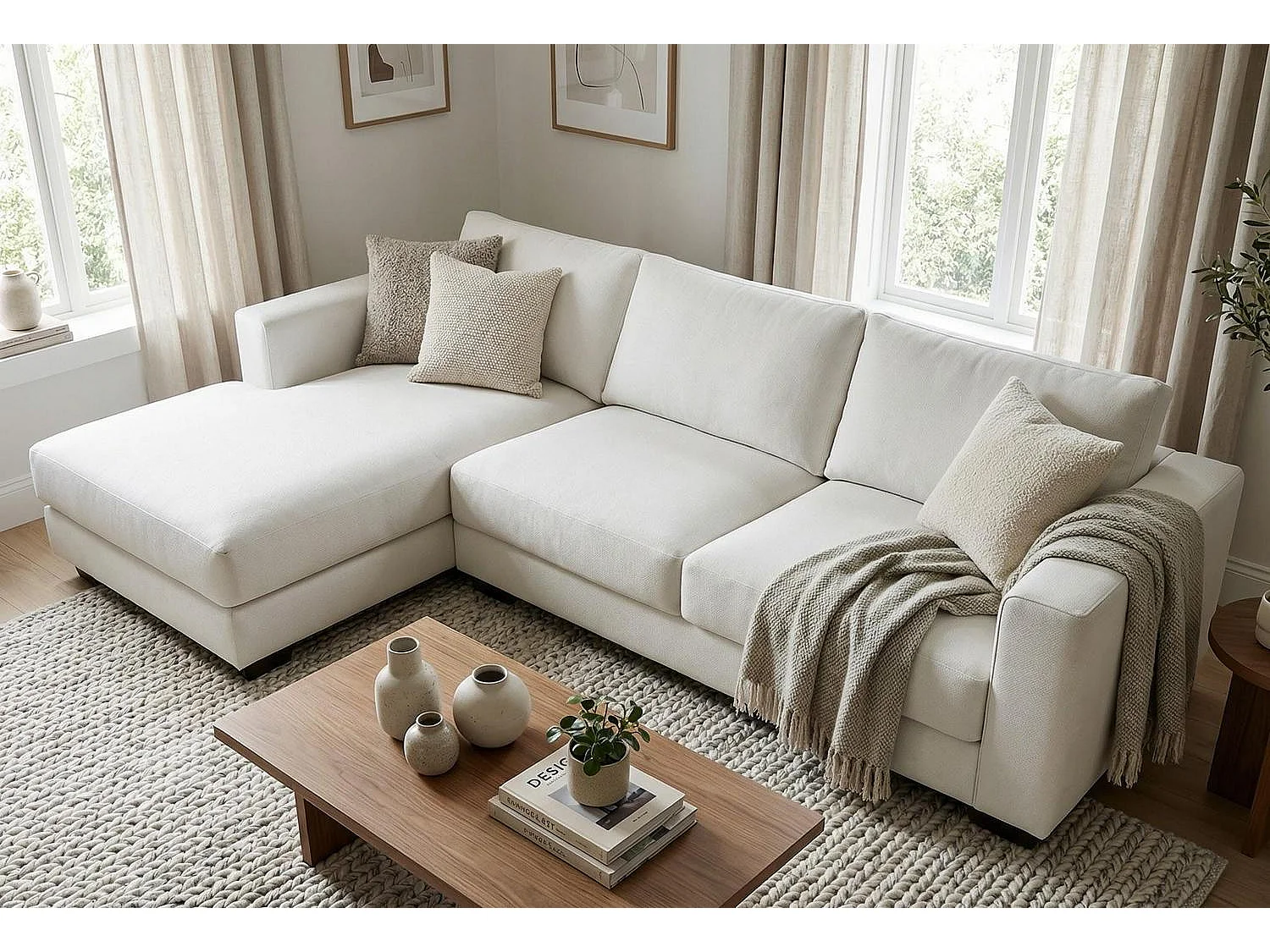 Kaizer Corner Sofa with Bubble Fabric Left Facing White