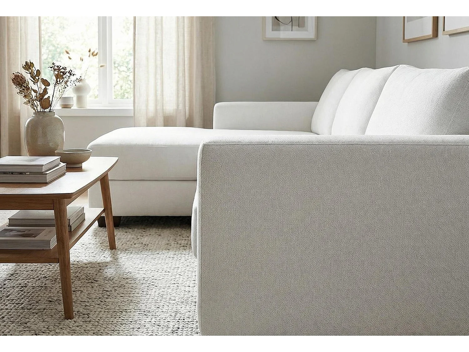 Kaizer Corner Sofa with Bubble Fabric Left Facing White