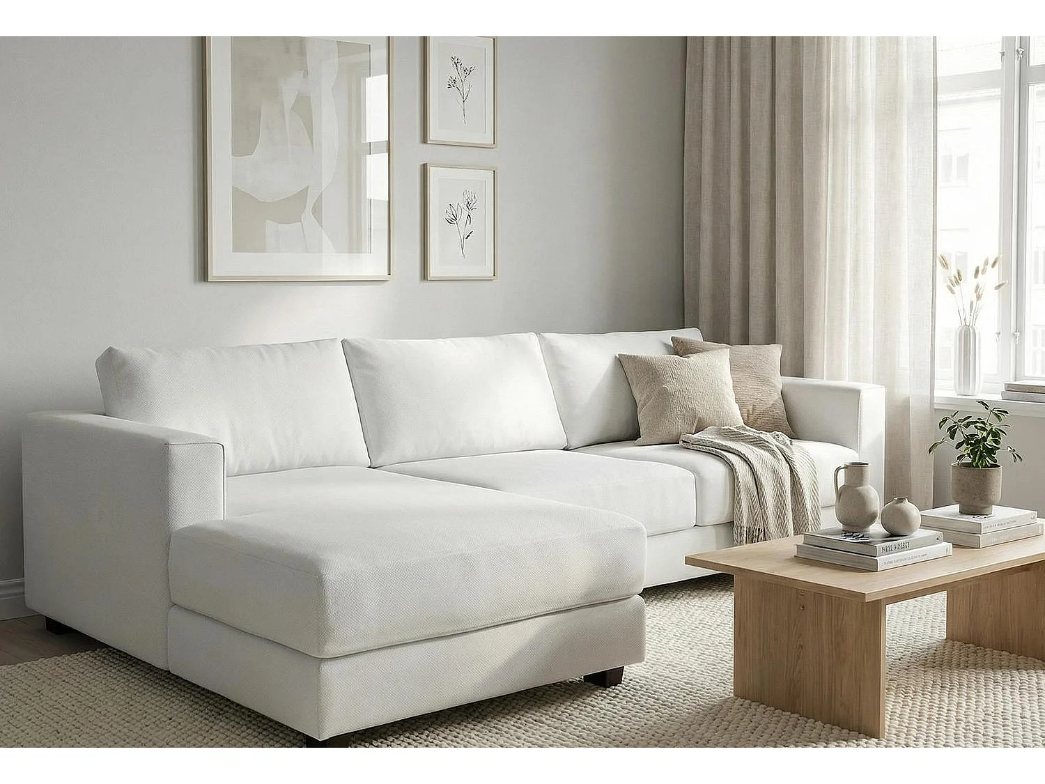 Kaizer Corner Sofa with Bubble Fabric Left Facing White