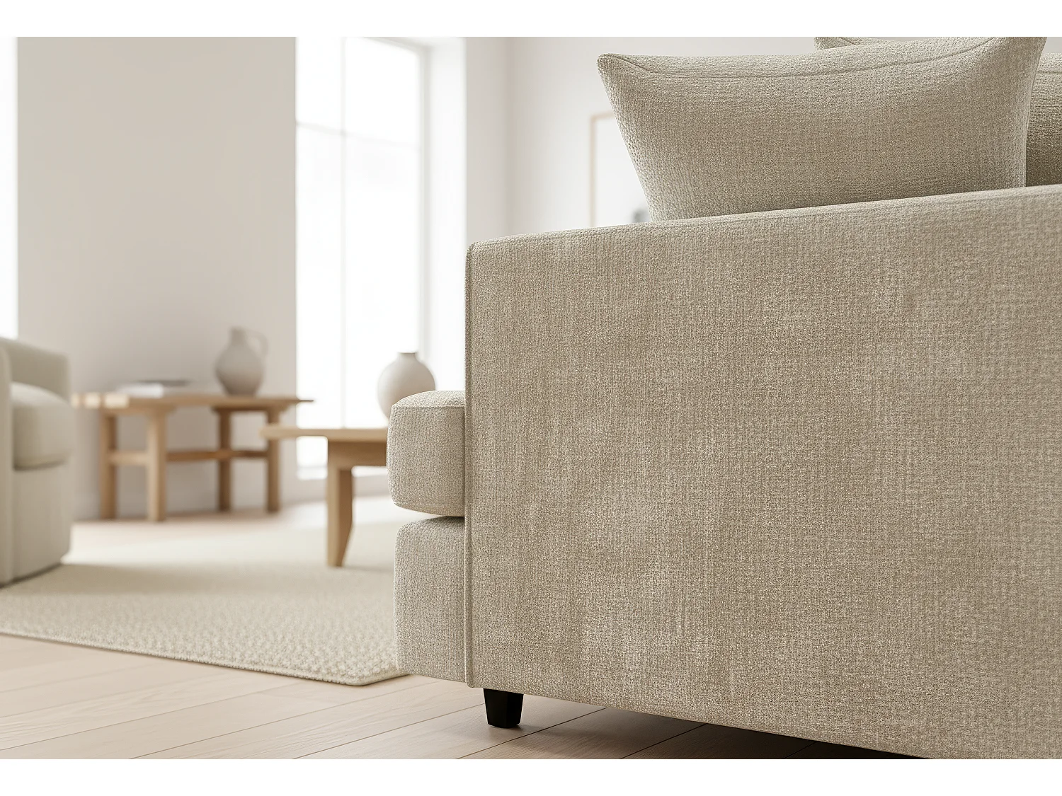 Ferguson Chenille Corner Sofa with Deep Seats and Angular Arms Available in White
