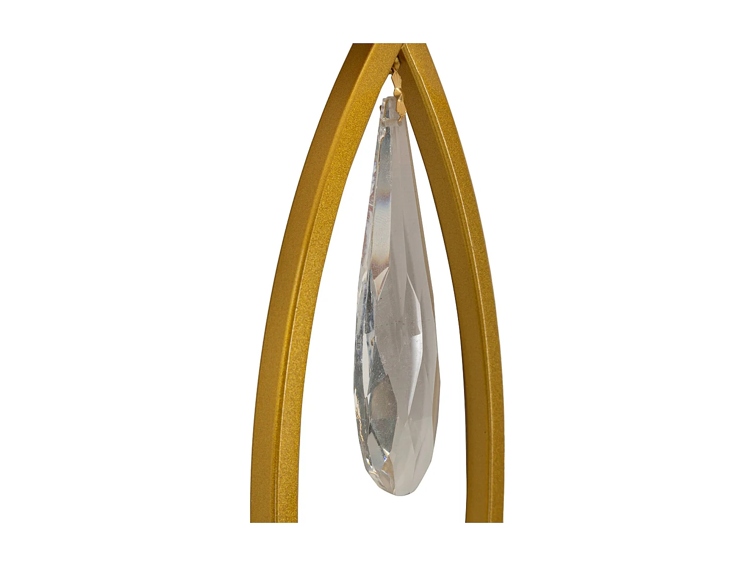 Wandlamp van metaal, glas en goud-witte stof.