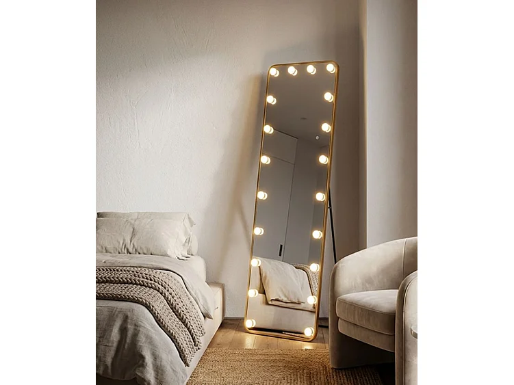 Miroir sur pied Hollywood avec éclairage LED, 50 x 45 x 160 cm