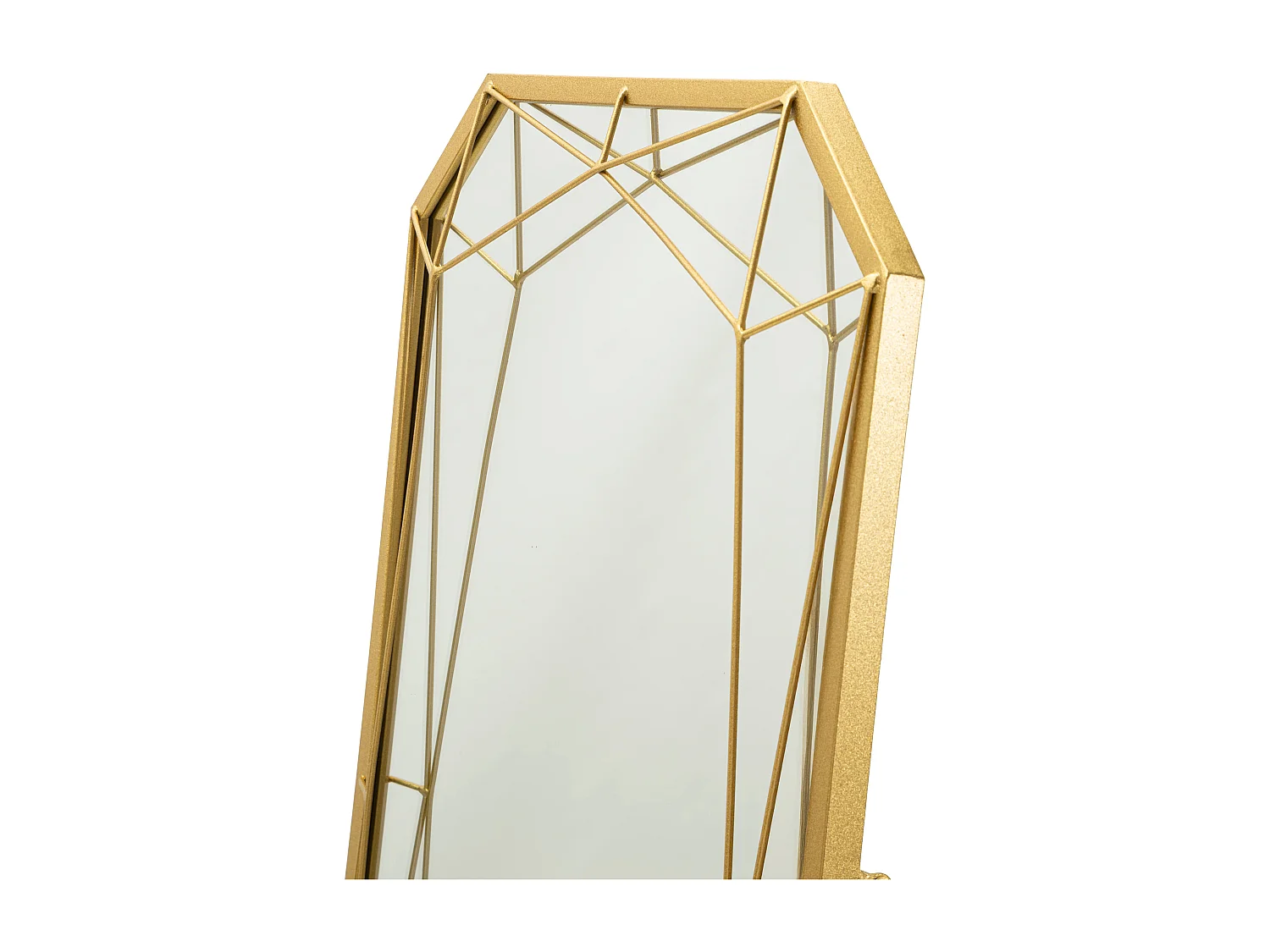 Staande spiegel van goudkleurig metaal, 46x54x153 cm (uitgevouwen afmetingen)