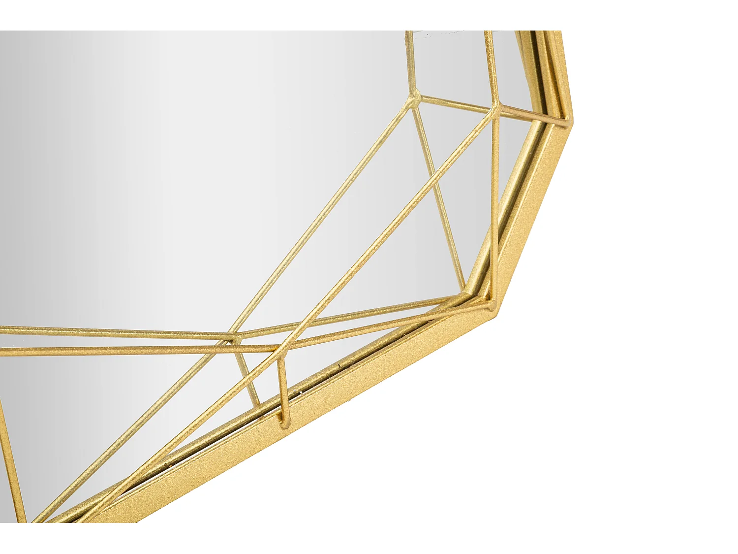 Staande spiegel van goudkleurig metaal, 46x54x153 cm (uitgevouwen afmetingen)