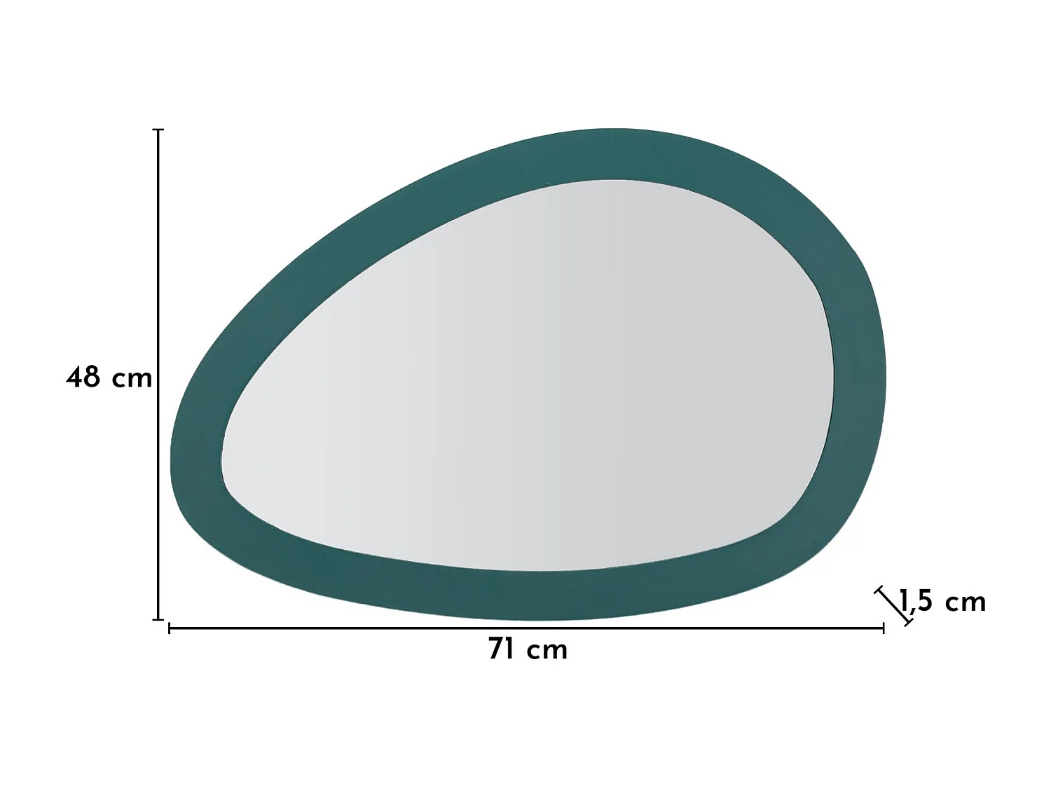 Turquoise metalen wandspiegel 71x1,5x48 cm