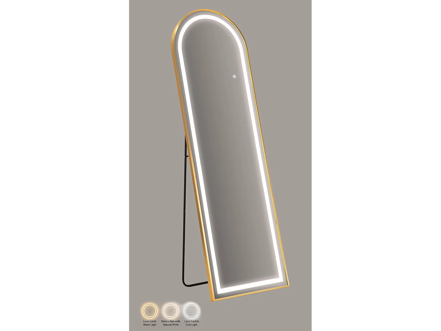 Staande spiegel met LED-verlichting 50x38x160 (uitgeklapte afmetingen)