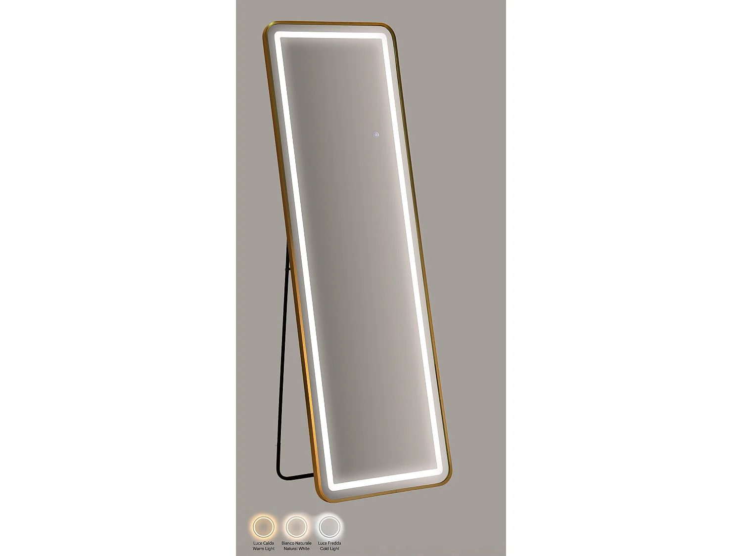 Staande spiegel met LED-verlichting 50x38x160 (uitgeklapte afmetingen)