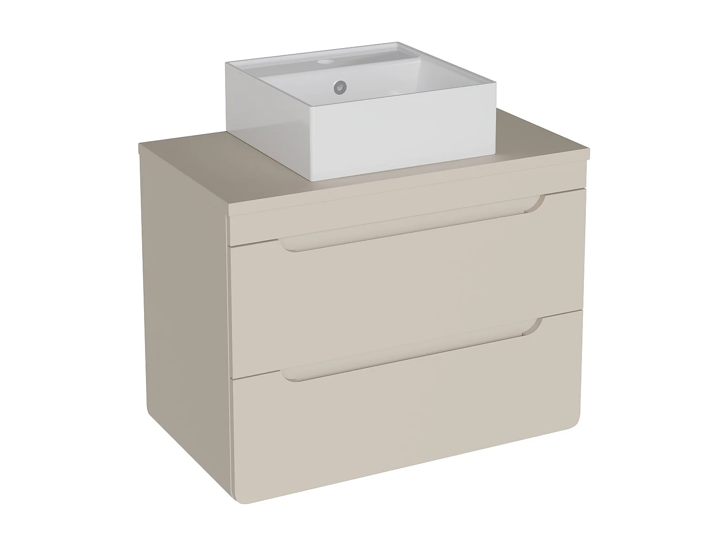 Meuble de salle de bain suspendu avec vasque à poser carrée - Beige - 80 cm - ARUBA