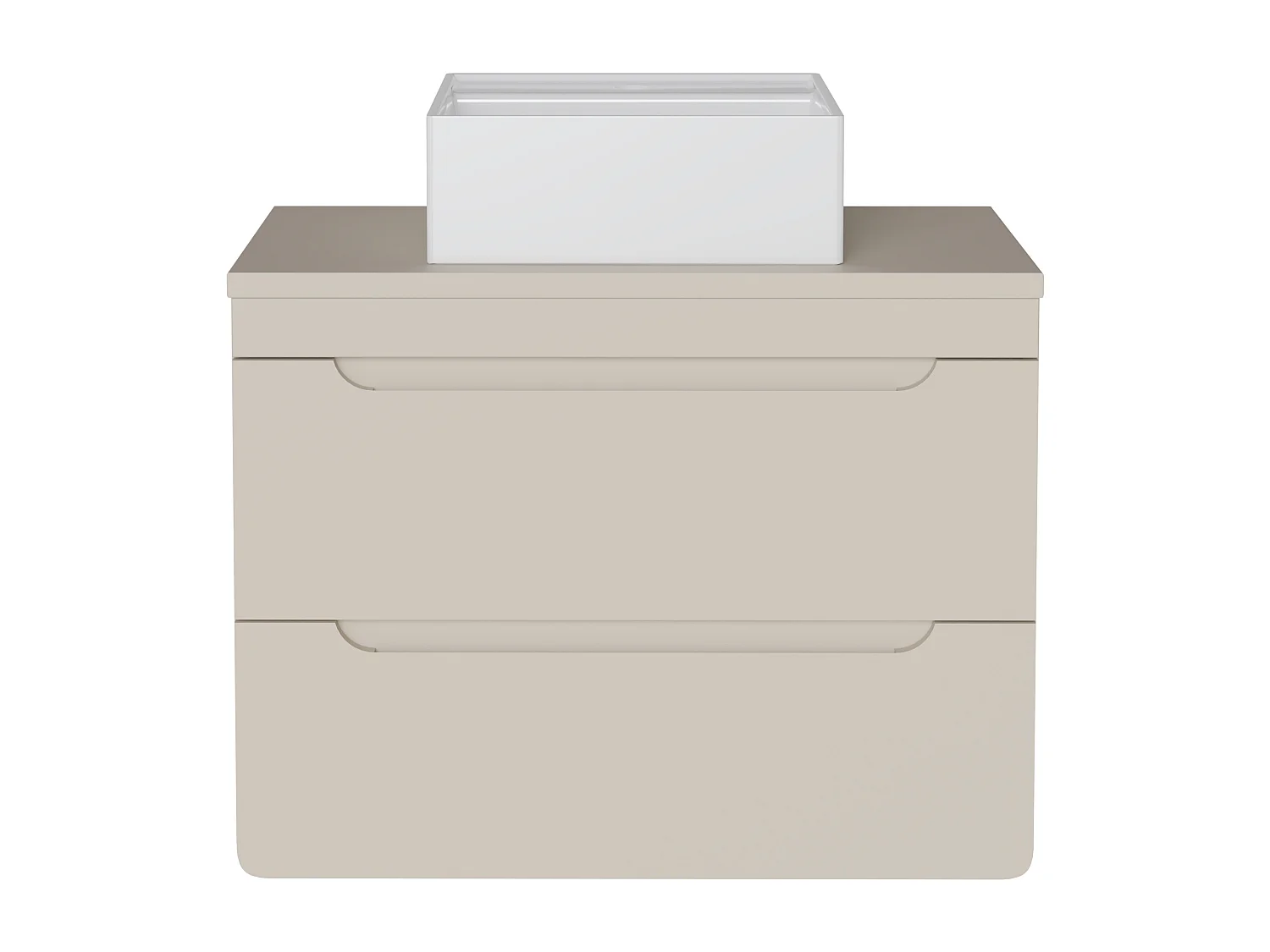 Meuble de salle de bain suspendu avec vasque à poser carrée - Beige - 80 cm - ARUBA