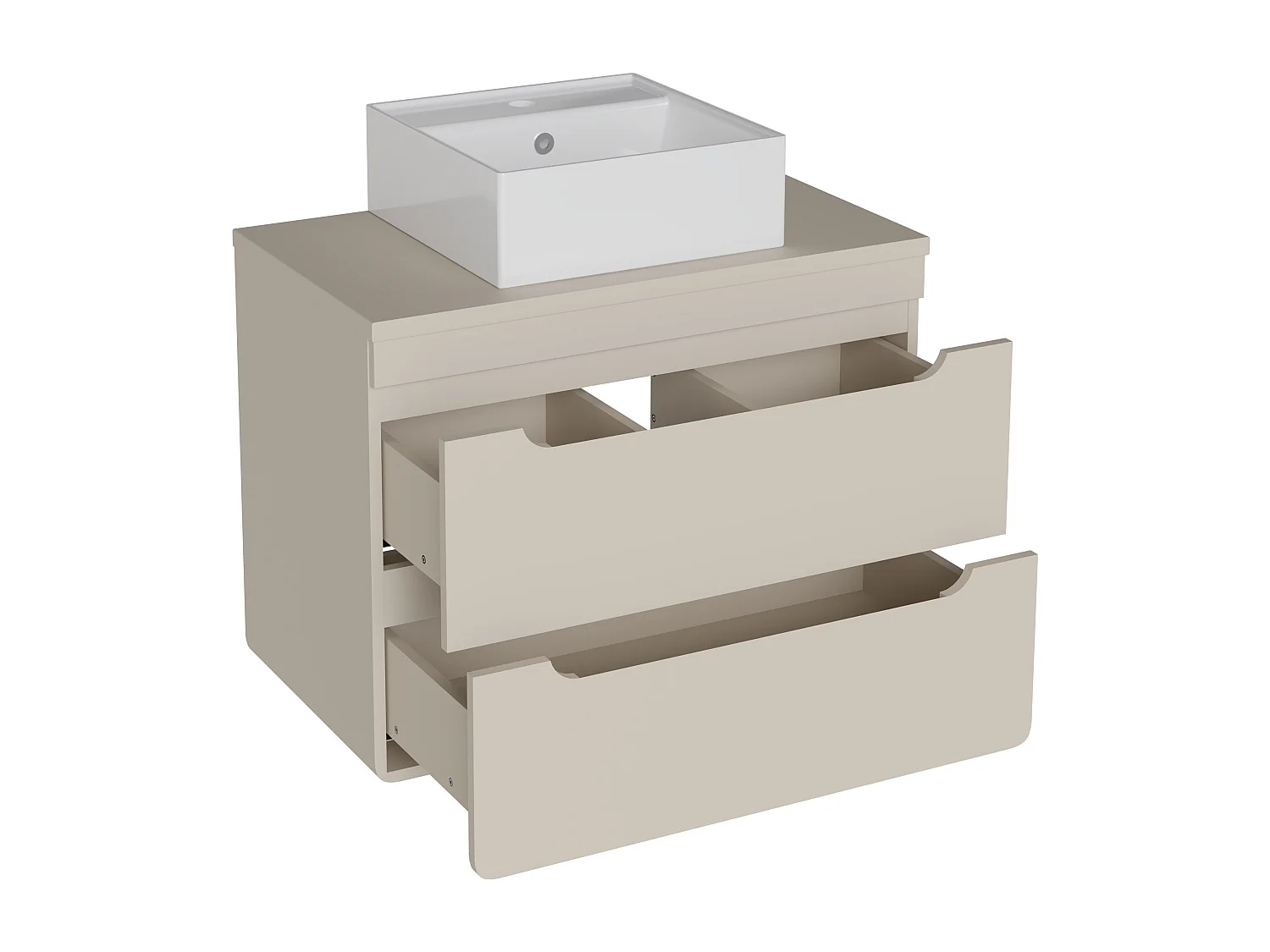 Meuble de salle de bain suspendu avec vasque à poser carrée - Beige - 80 cm - ARUBA