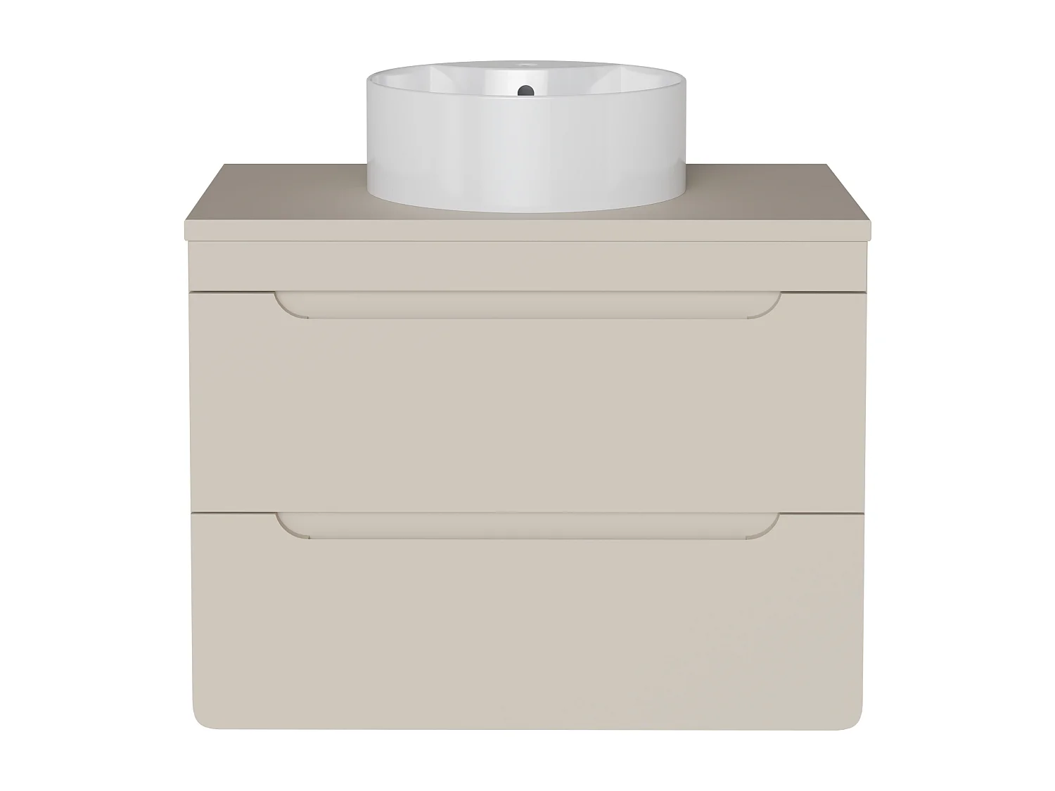 Meuble de salle de bain suspendu avec vasque à poser ronde - Beige - 80 cm - ARUBA