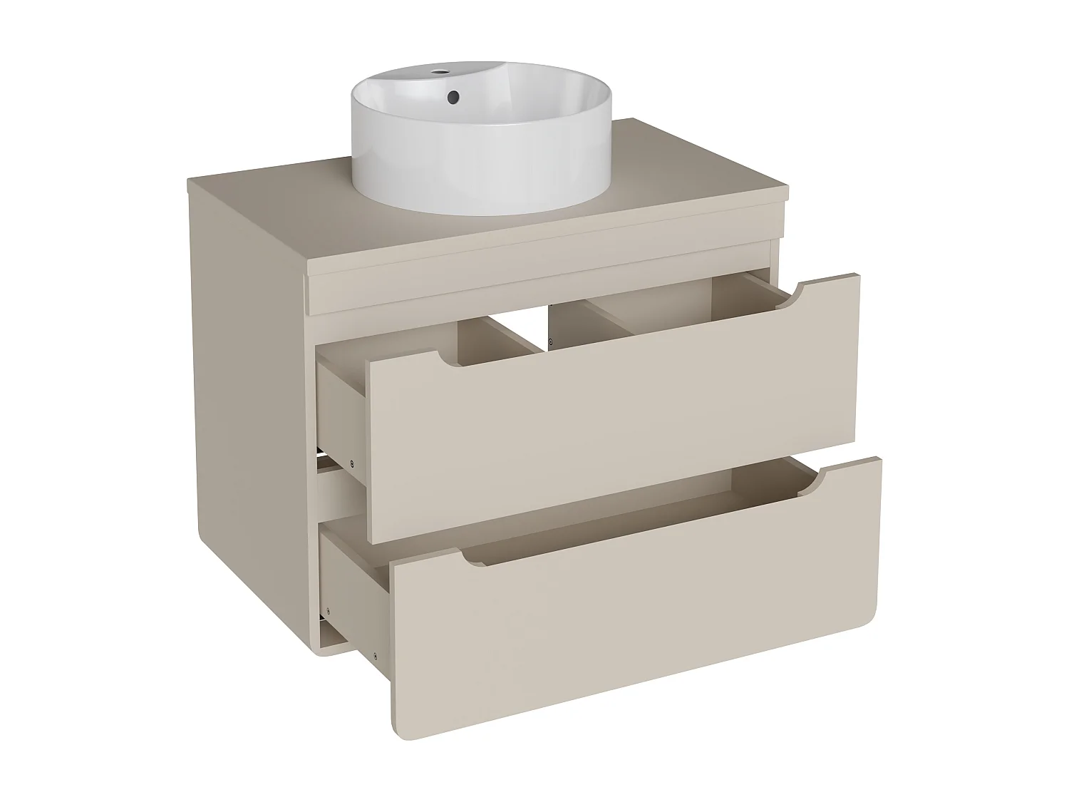 Meuble de salle de bain suspendu avec vasque à poser ronde - Beige - 80 cm - ARUBA