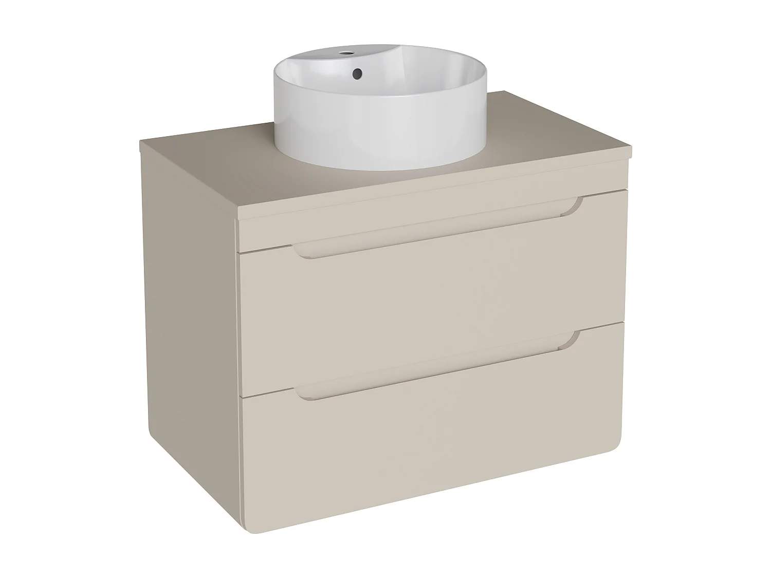 Meuble de salle de bain suspendu avec vasque à poser ronde - Beige - 80 cm - ARUBA