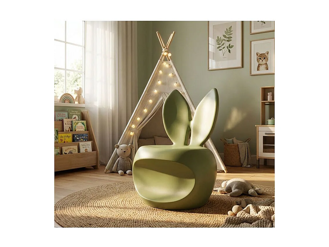 Chaise bunny verte cm 57x55x79 (hauteur d'assise cm 39)