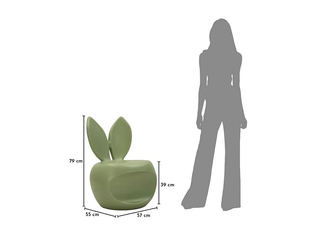 Chaise bunny verte cm 57x55x79 (hauteur d'assise cm 39)