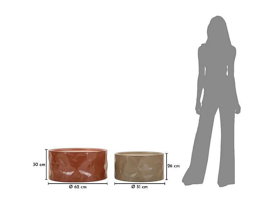 Norimberga 2-delige salontafelset, ø 62 x 30 cm - 51 x 26 cm