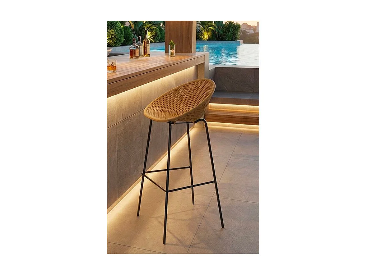 Lot de 2 tabourets de bar Ibiza moutarde