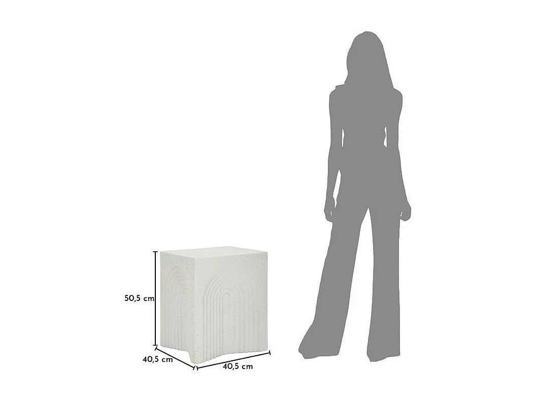 Modern vormgegeven bijzettafel met gebogen vorm, geschikt voor binnen- en buitengebruik.