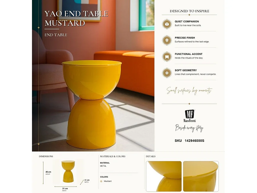 Table d'appoint yao moutarde ø 31x46