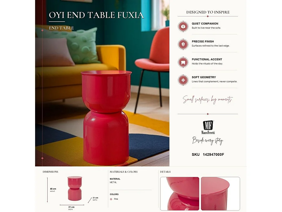 Table d'appoint oyi fuxia cm ø 31x46