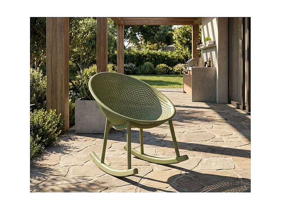 Chaise roching vert ibizacm 66x88x80 (hauteur d'assise cm 38)