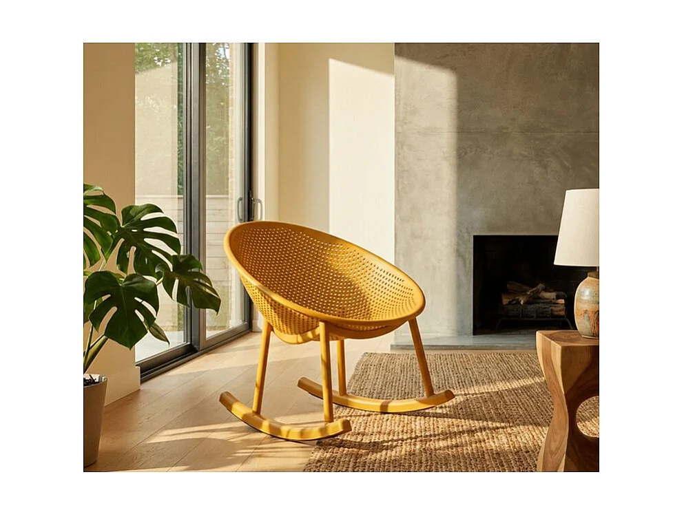 Chaise roching moutarde ibiza cm 66x88x80 (hauteur d'assise cm 38)