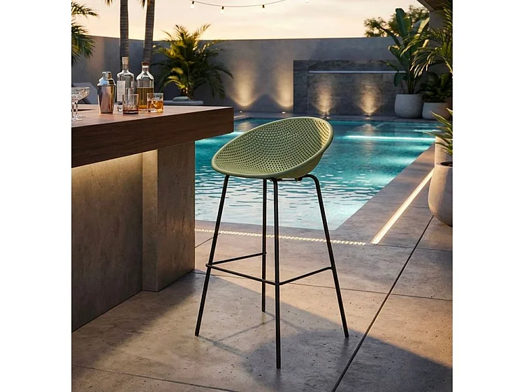 Lot de 2 tabourets de bar Ibiza vert