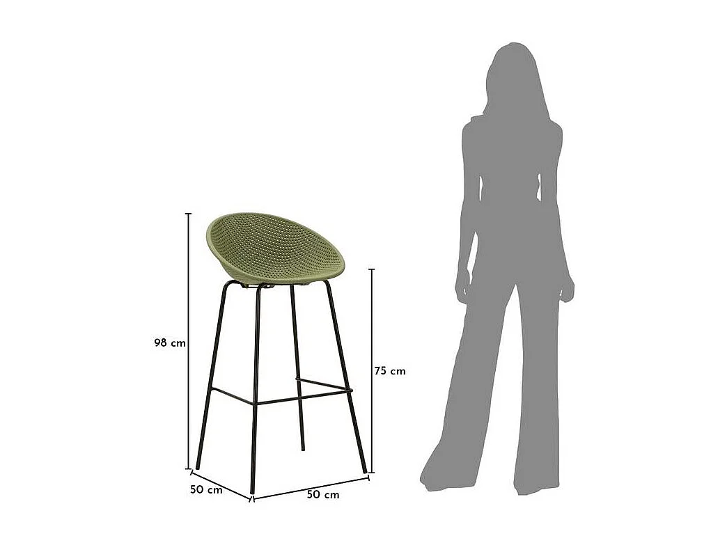 Lot de 2 tabourets de bar Ibiza vert