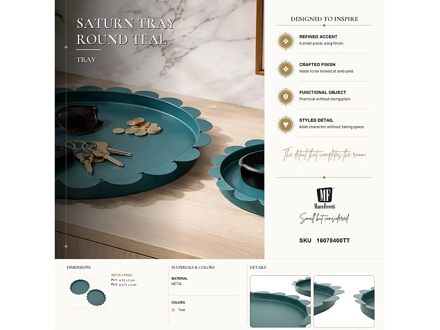 Lot de 2 Plateaux Déco "Saturn" 33cm Bleu