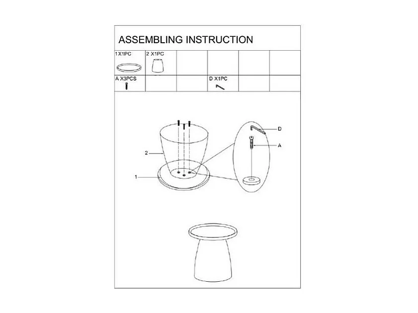 Table d'appoint geax rouge ø 50x45
