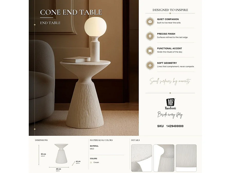 Table d’appoint conique design moderne intérieur extérieur