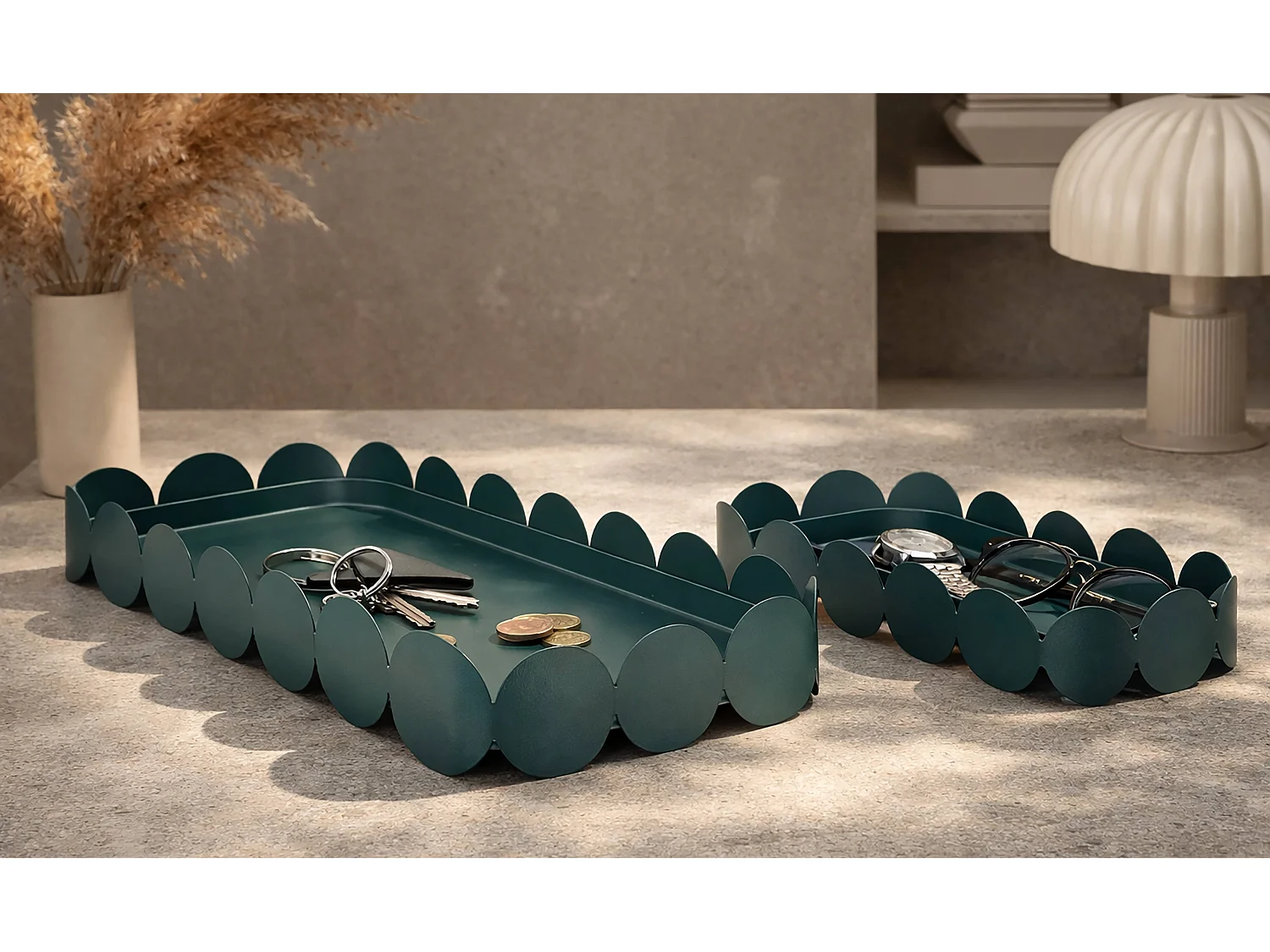 Pochettes métalliques vides turquoise, lot de 2 pièces, 40 × 16,5 × 4,5 cm – 29 × 12 × 4,5 cm