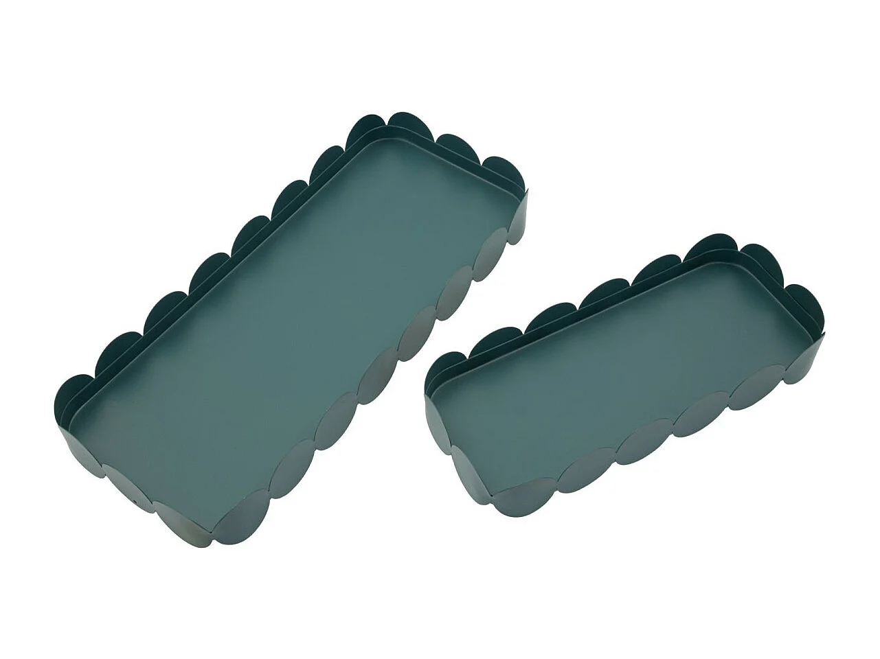 Turquoise metalen lege opbergzakjes, set van 2 stuks, afmetingen 40×16,5×4,5–29×12×4,5 cm.