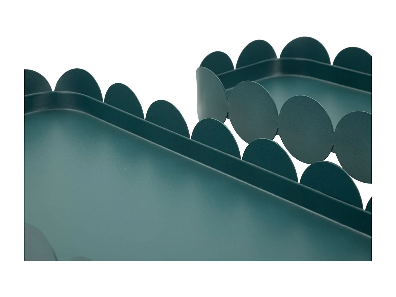 Turquoise metalen lege opbergzakjes, set van 2 stuks, afmetingen 40×16,5×4,5–29×12×4,5 cm.