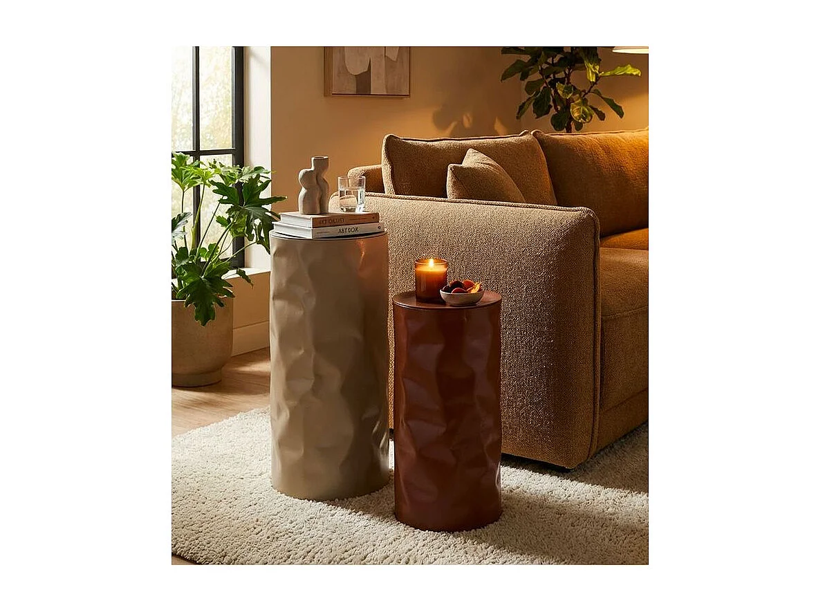 Juego de 2 mesitas auxiliares Norimberga, ø 30 x 70 cm - 27 x 60 cm