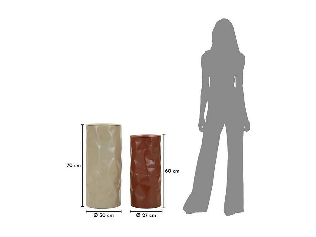 Juego de 2 mesitas auxiliares Norimberga, ø 30 x 70 cm - 27 x 60 cm