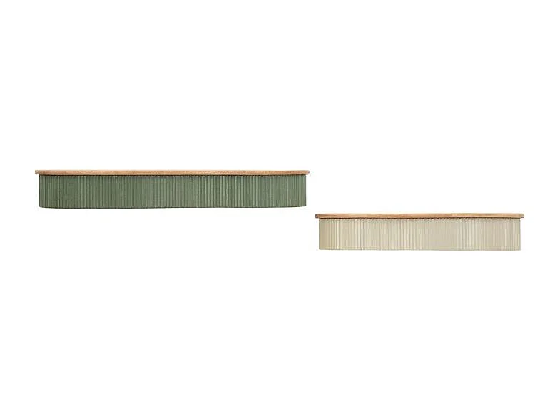 Mensole in metallo beige e legno, set 2 pz cm 86×18×12–65×16×12