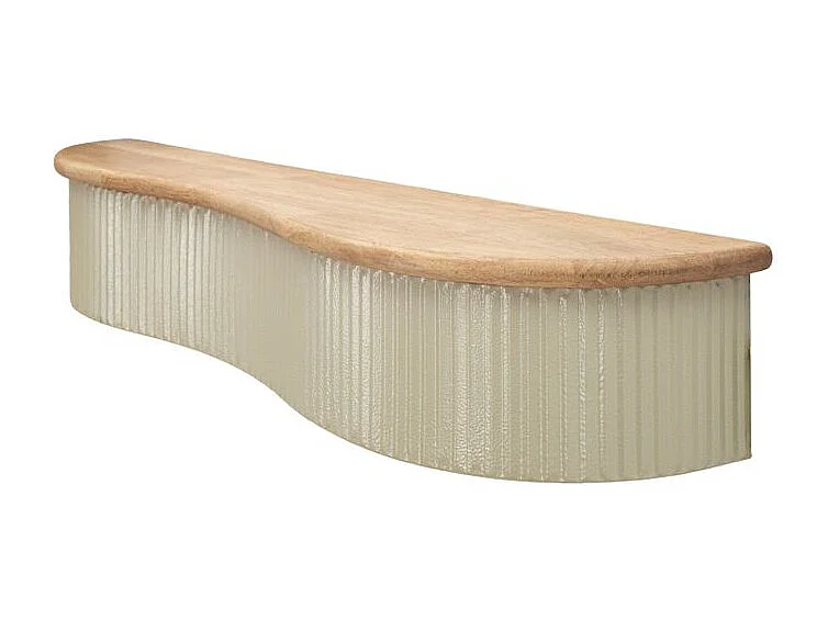 Mensole in metallo beige e legno, set 2 pz cm 86×18×12–65×16×12