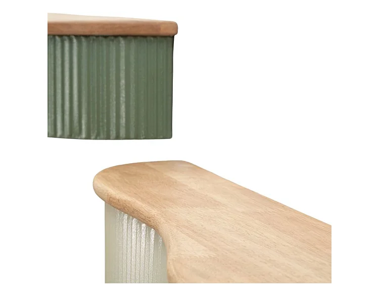 Mensole in metallo beige e legno, set 2 pz cm 86×18×12–65×16×12