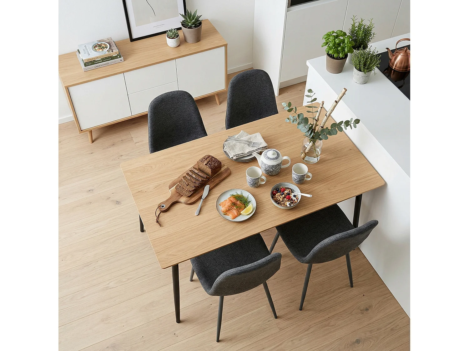 Lot de 4 chaises de salle à manger scandinave, CHARLTON