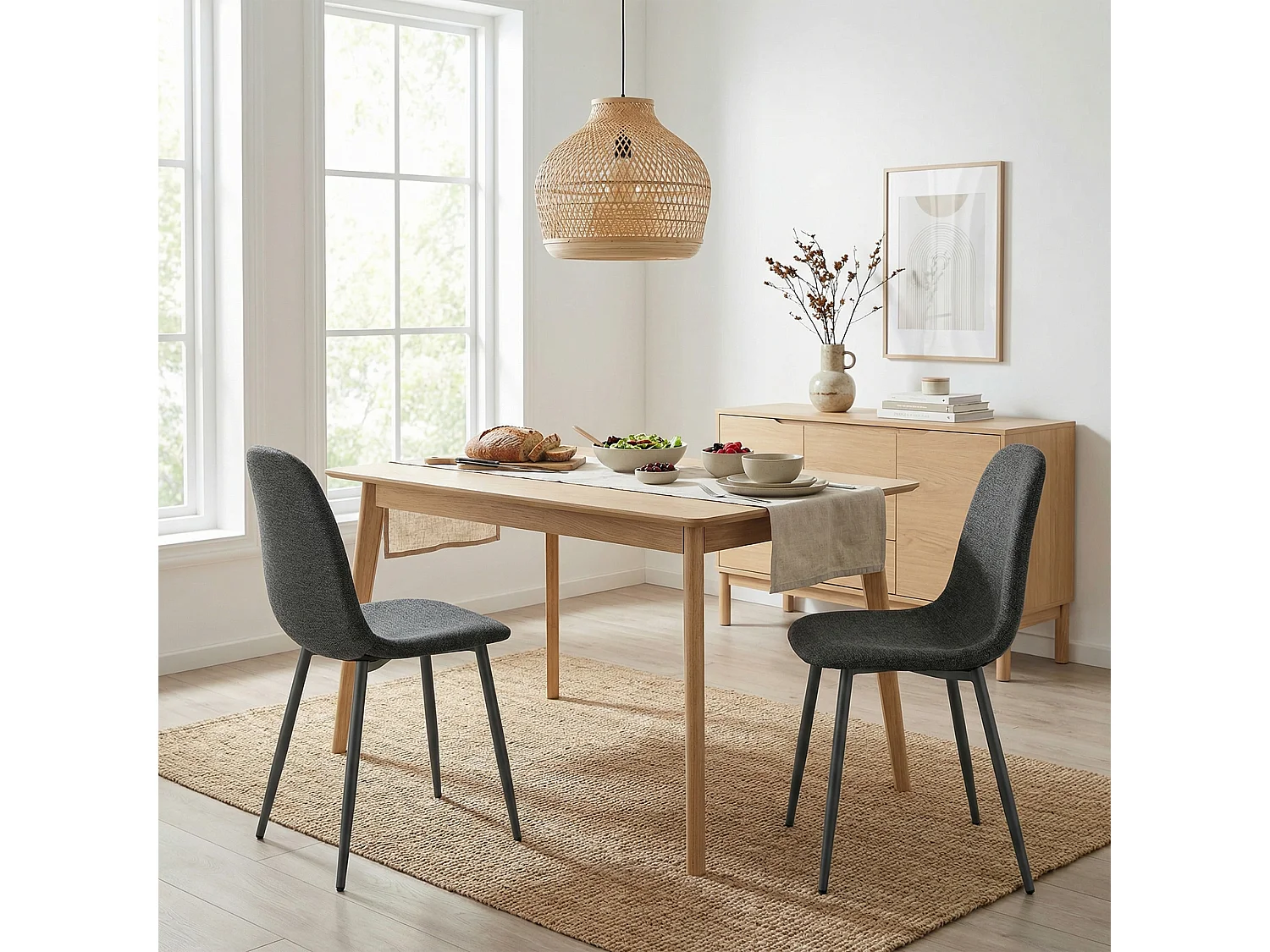 Lot de 4 chaises de salle à manger scandinave, CHARLTON