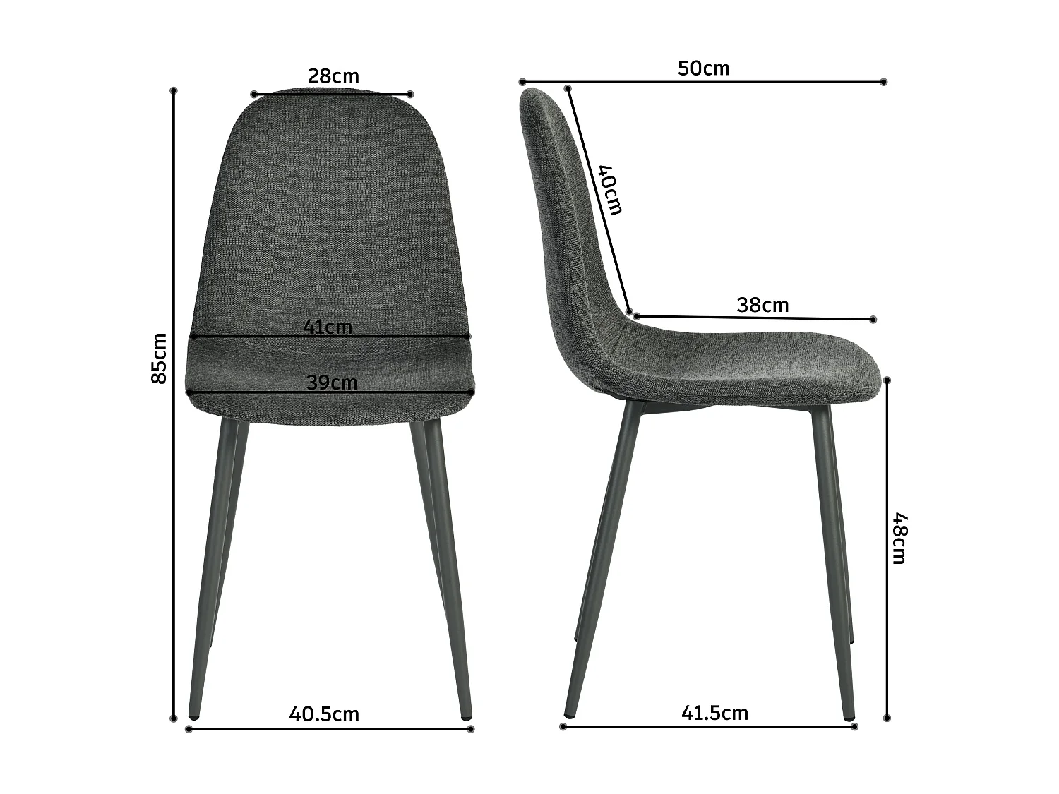 Lot de 4 chaises de salle à manger scandinave, CHARLTON