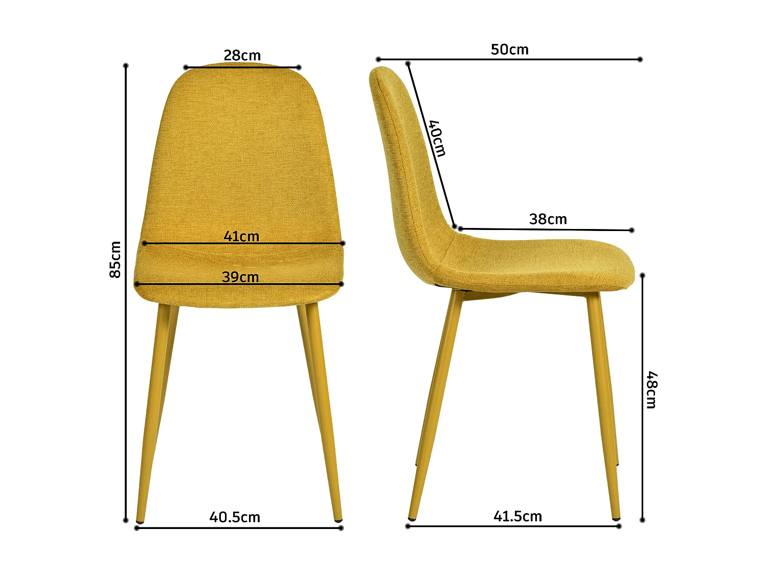 Lot de 4 chaises de salle à manger scandinave, CHARLTON