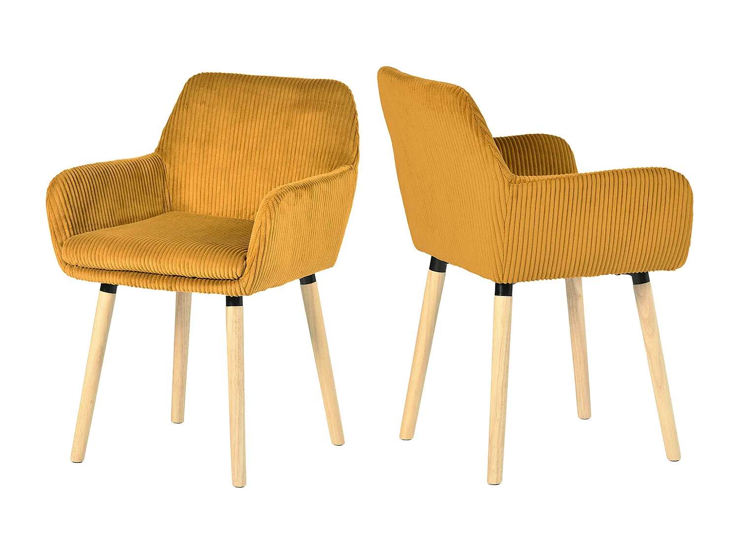 Lot de 2 chaises de salle à manger velours côtelé scandinave, ELIA