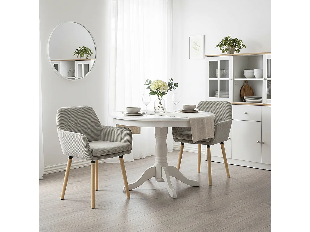 Lot de 2 chaises de salle à manger velours côtelé scandinave, ELIA