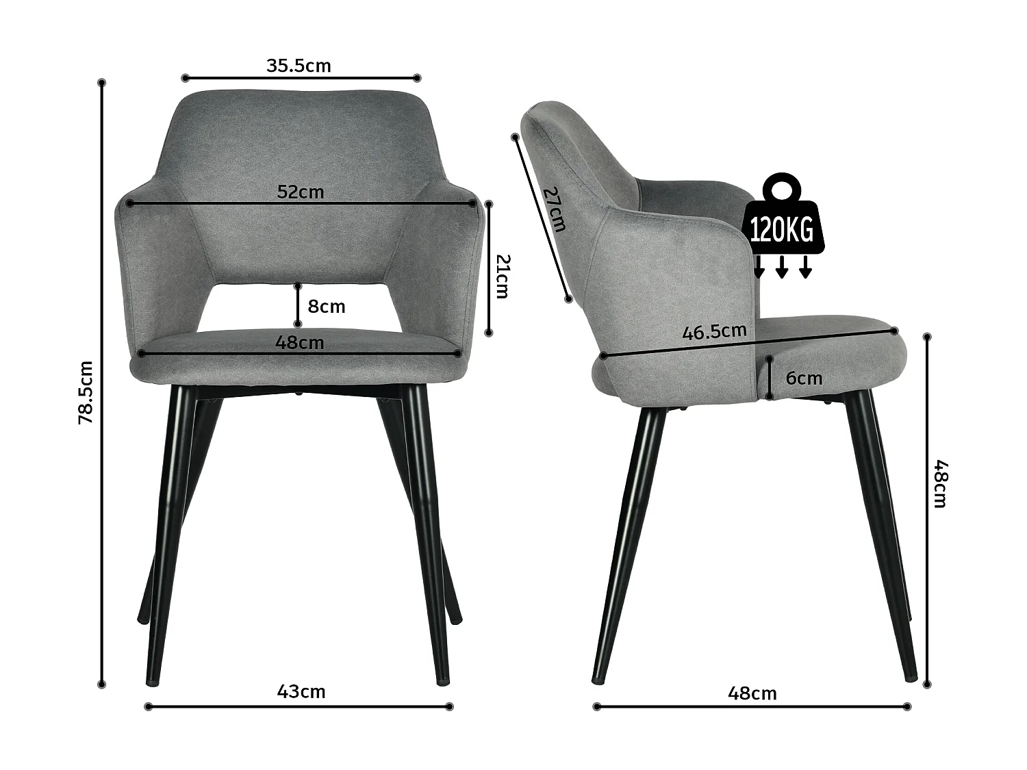 Lot de 2 chaises de salle à manger style scandinaves, AKANJINEW